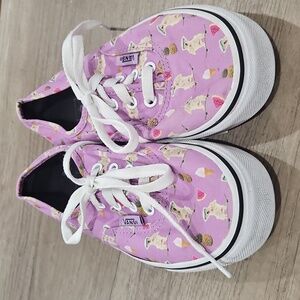 Vans Pool Vibes Purple Dog Print Sneakers size Kids 3.5